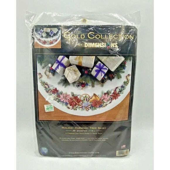 Dimensions Gold Collection HOLIDAY HARMONY TREE SKIRT Cross Stitch Kit 8671 USA